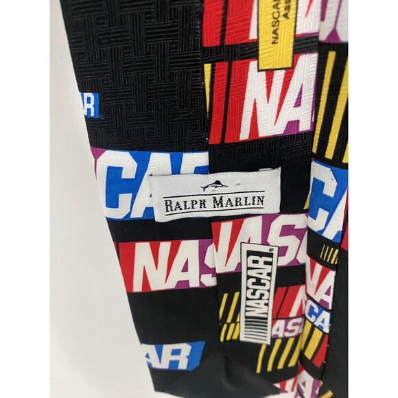 VTG NASCAR Necktie Tie Ralph Marlin Made in USA Rm Style Multicolored - Picture 5 of 8
